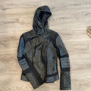 Blanc Noir leather style jacket with corset detailing.